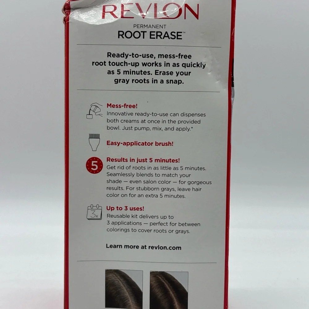 Revlon Root Erase Permanent Hair Color Touchup Hair Dye #4 Dark Brown Rare - Picture 2 of 5